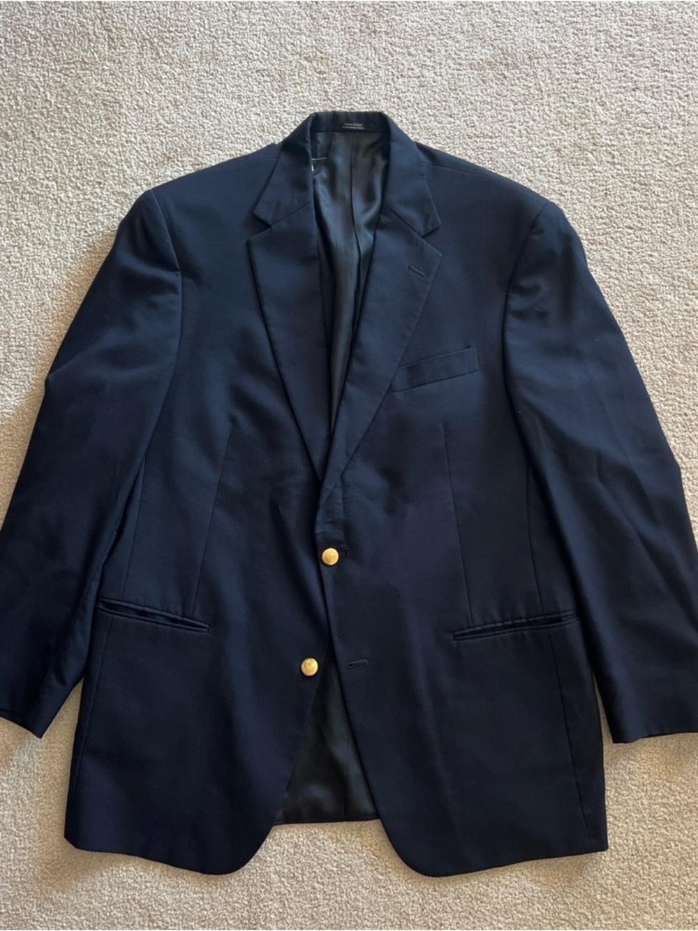 Hart Schaffner Marx Mens Navy Blue Blazer Gold Buttons Blazer Jacket 44L